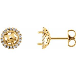 14K Yellow Gold 7 mm Round 1/5 CTW Natural Diamond Semi-Set Halo Earrings