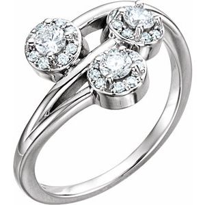 14K White Gold 3/8 CTW Natural Diamond Three-Stone Ring