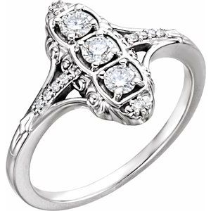 14K White Gold 1/3 CTW Natural Diamond Vintage-Inspired Ring