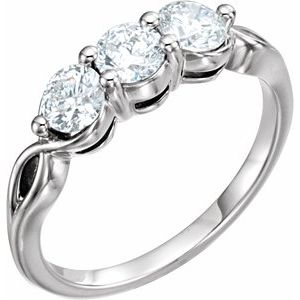 14K White Gold 1 CTW Natural Diamond Three-Stone Ring