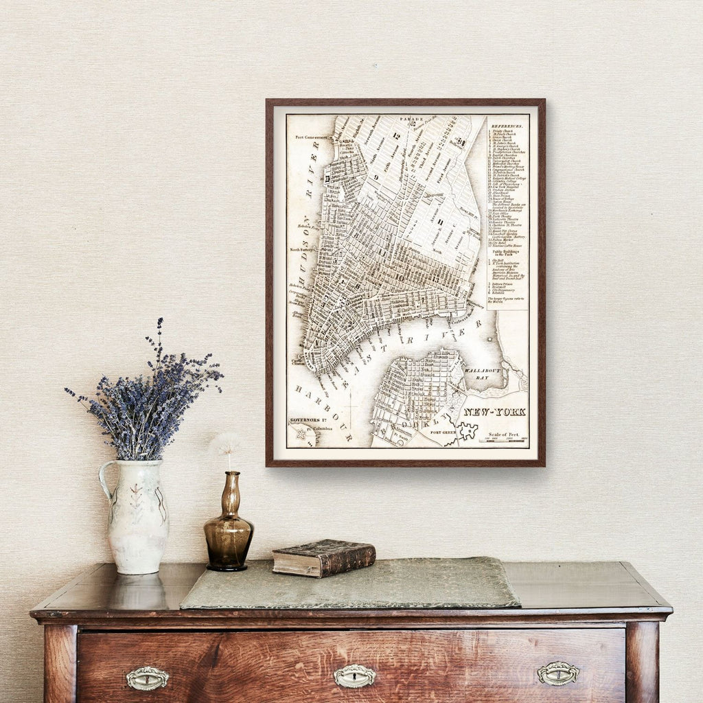 Vintage Map of New York City, New York 1837