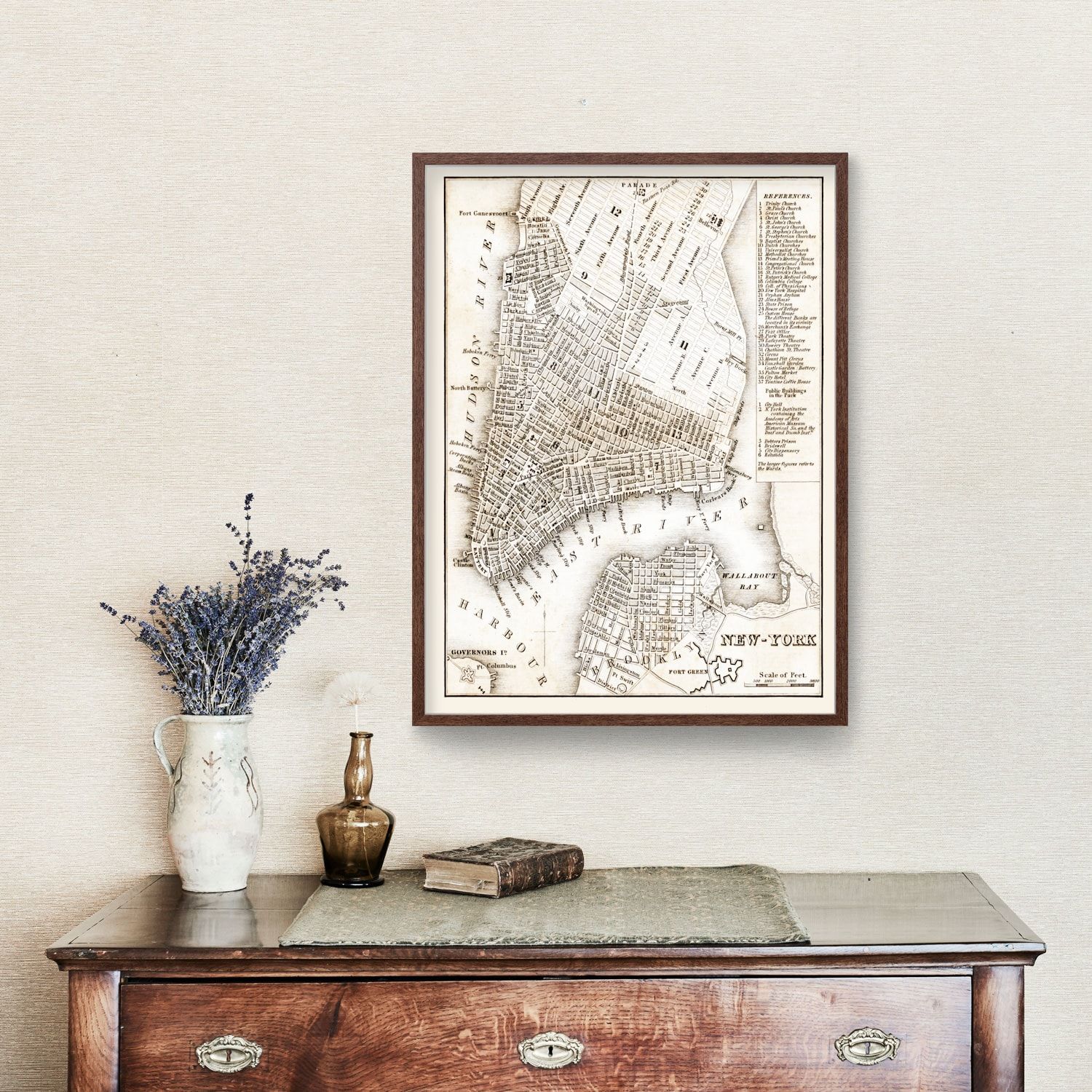 Vintage Map of New York City, New York 1837