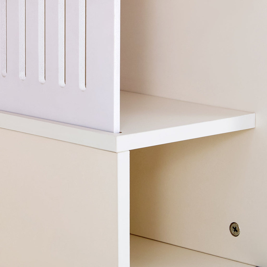 Modern Cream White TV Stand with Storage, Cat Litter Box Enclosure with Removable Sliding Door