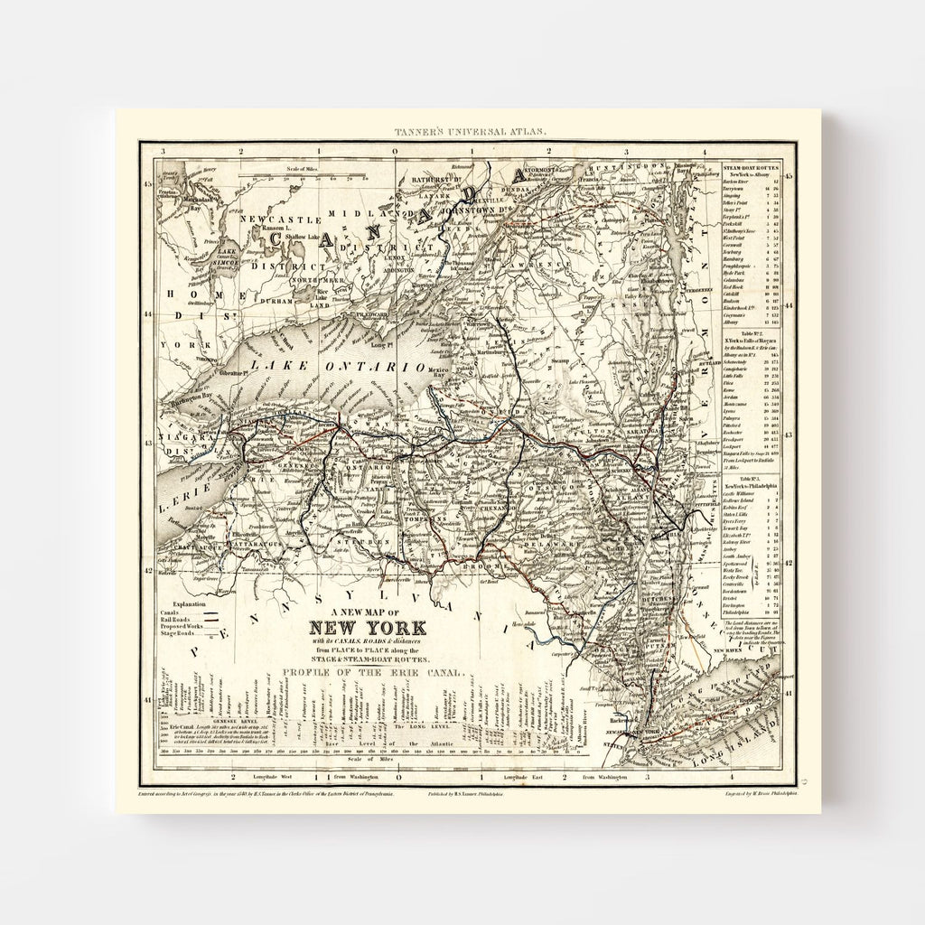 Vintage Map of New York 1840