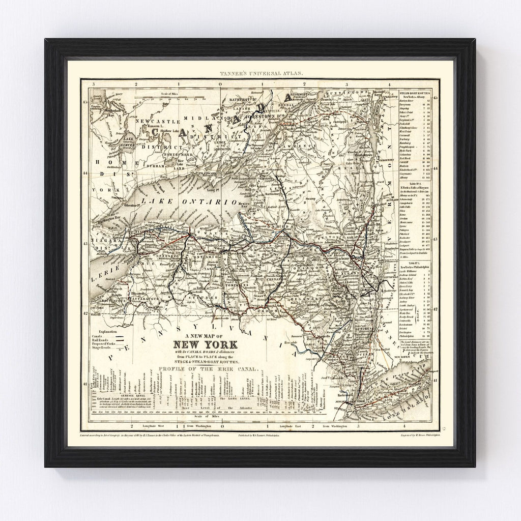 Vintage Map of New York 1840