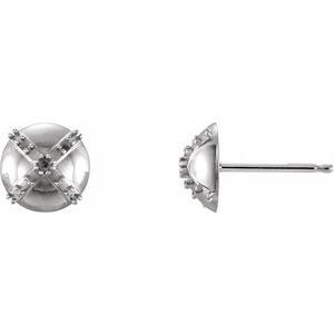 Platinum 1 mm Round "X" Accented Earring Mounting