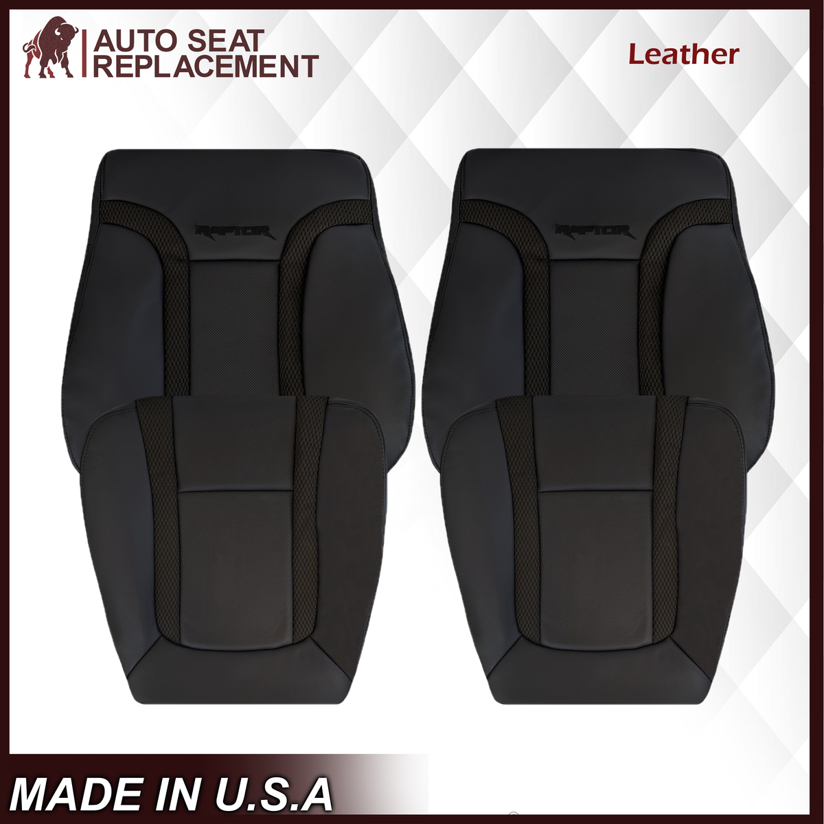 2010 - 2014 Ford F150 Raptor Bottom Perforated Seat Cover in Black Choose: Leather or Vinyl