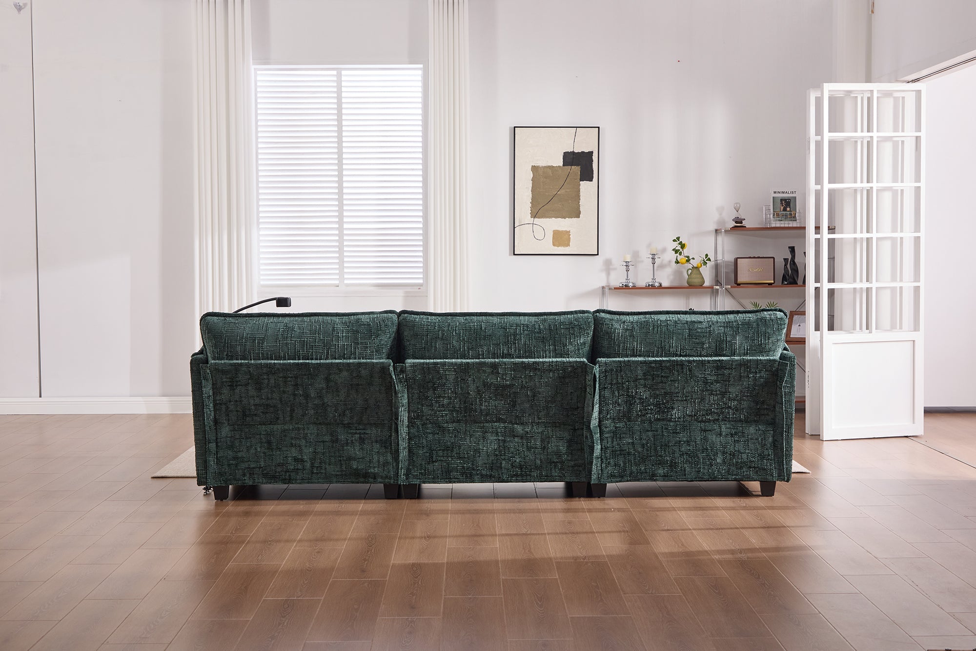 UNITED WE WIN 112' Oversized Sectional Sofa Cloud Couch for Living Room, Modern Chenille L Shaped Couch, Comfy Boucle Modular Sofa Sleeper with Movable Storage Ottoman, Phone Holder, USB Charging Port
