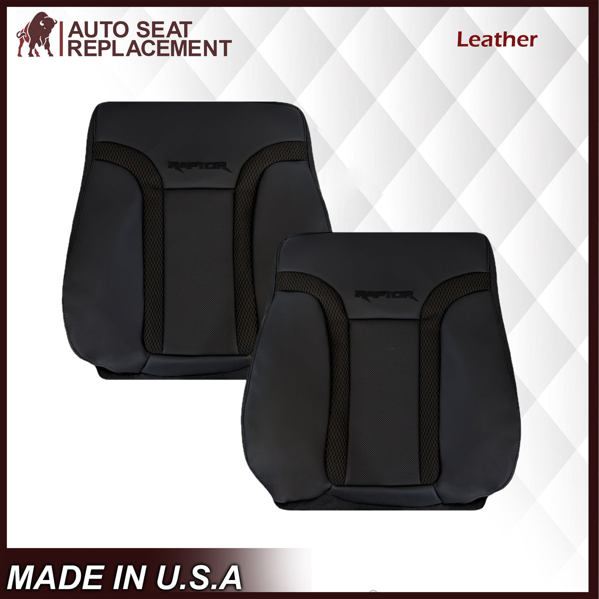 2010 - 2014 Ford F150 Raptor Bottom Perforated Seat Cover in Black Choose: Leather or Vinyl