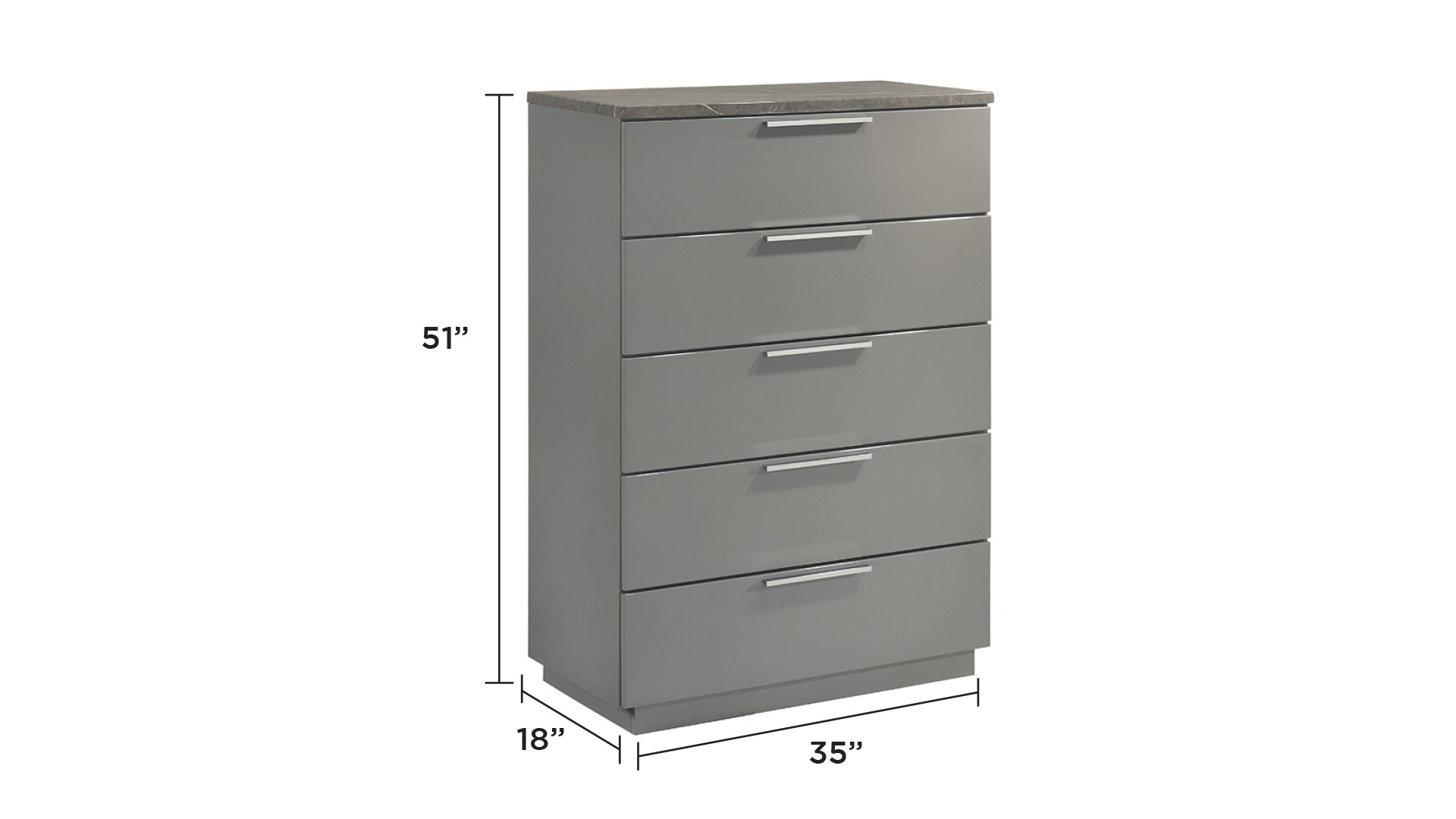 Elara Queen 5-Piece Set – Two-Tone High-Gloss Marble & Lacquer Finish with LED Lighting, Metal-Finished Legs, Spacious Storage- Gray (NJ Inventory)