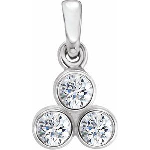14K White Gold 1/5 CTW Natural Diamond Three-Stone Pendant