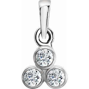 14K White Gold 1/10 CTW Natural Diamond Three-Stone Pendant