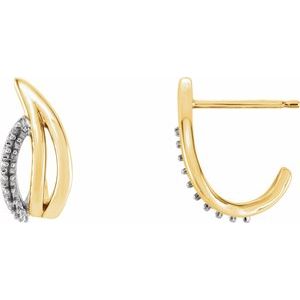 14K Yellow/White Gold  Right Freeform J-Hoop Earring Mounting