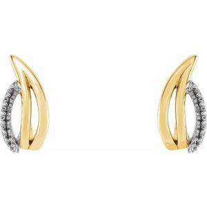 14K Yellow/White Gold  Right Freeform J-Hoop Earring Mounting – image 2