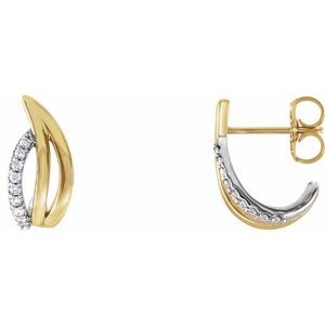 14K Rose Gold 1/10 CTW Natural Diamond Freeform J-Hoop Earrings – image 3