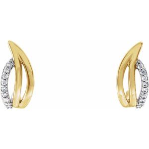 14K Yellow/White Gold 1/10 CTW Natural Diamond Freeform J-Hoop Earrings