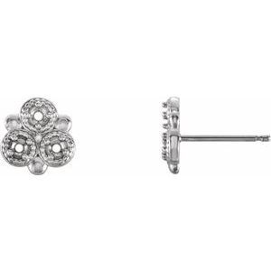 Platinum Three-Stone Earring Mounting
