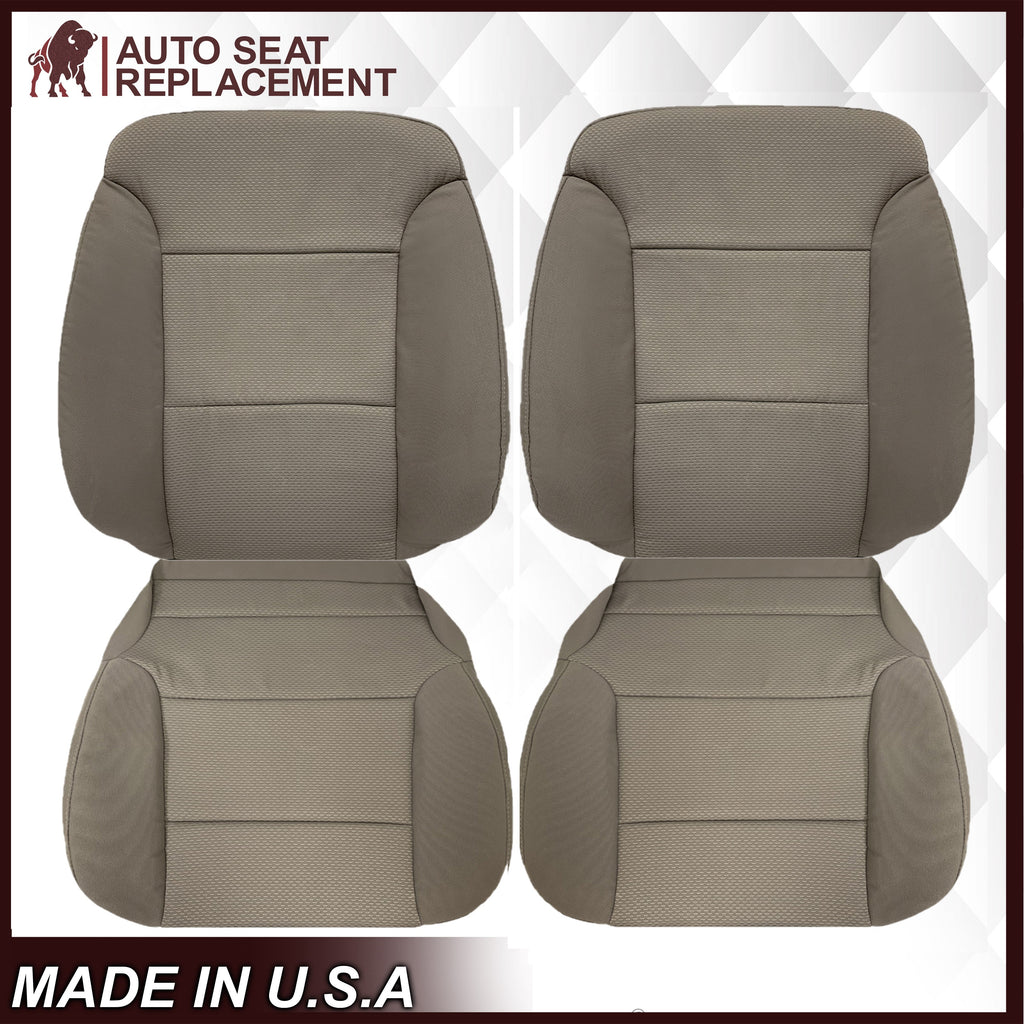 2014-2019 Chevy Silverado & GMC Sierra Cloth Fabric Seat Cover Replacement in Dune Tan OR Dark Ash Gray