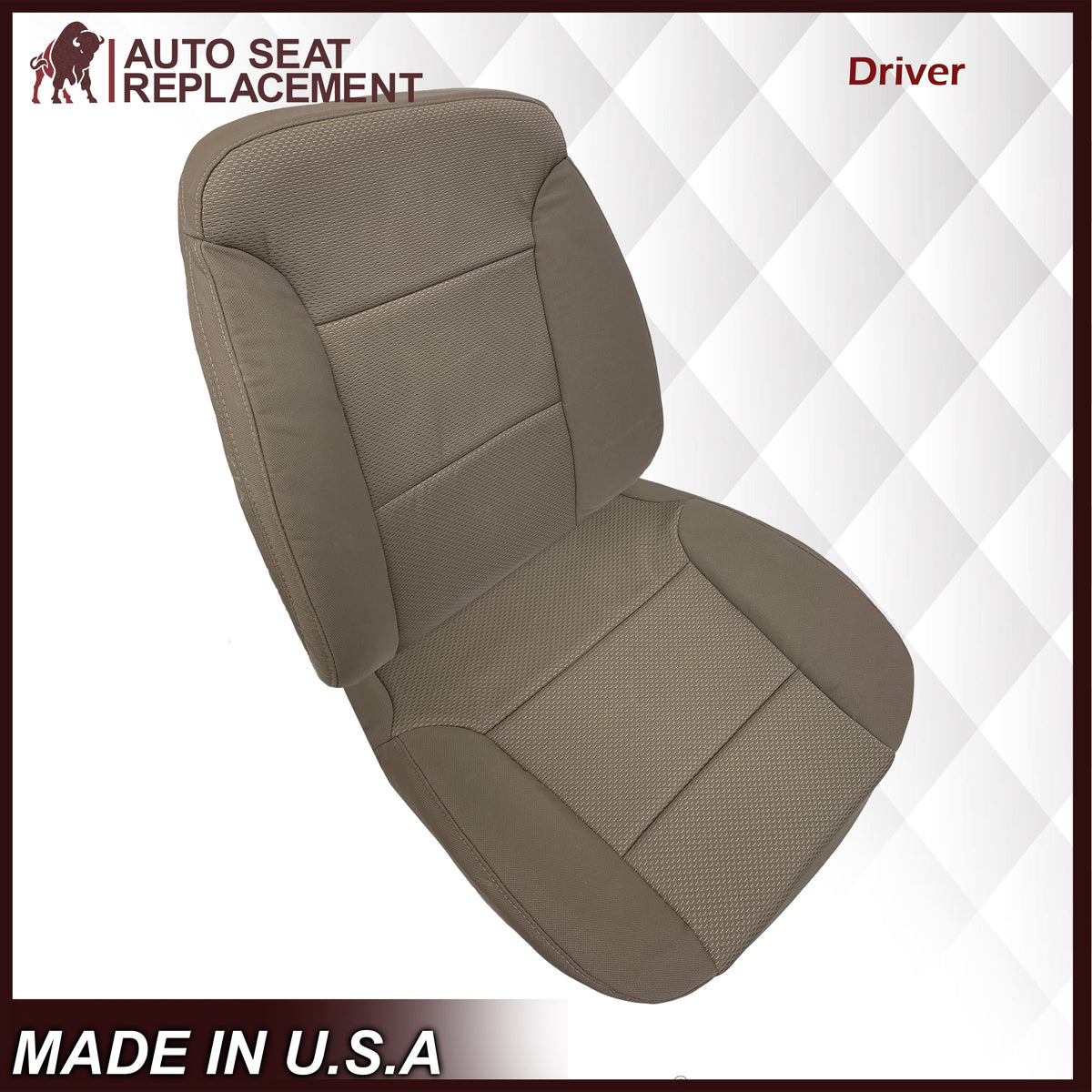 2014 2015 2016 2017 2018 2019 Chevy Silverado & GMC Sierra WORK TRUCK Cloth Fabric Seat Cover Replacement in Dune Tan, Dark Ash Gray, OR Jet Black