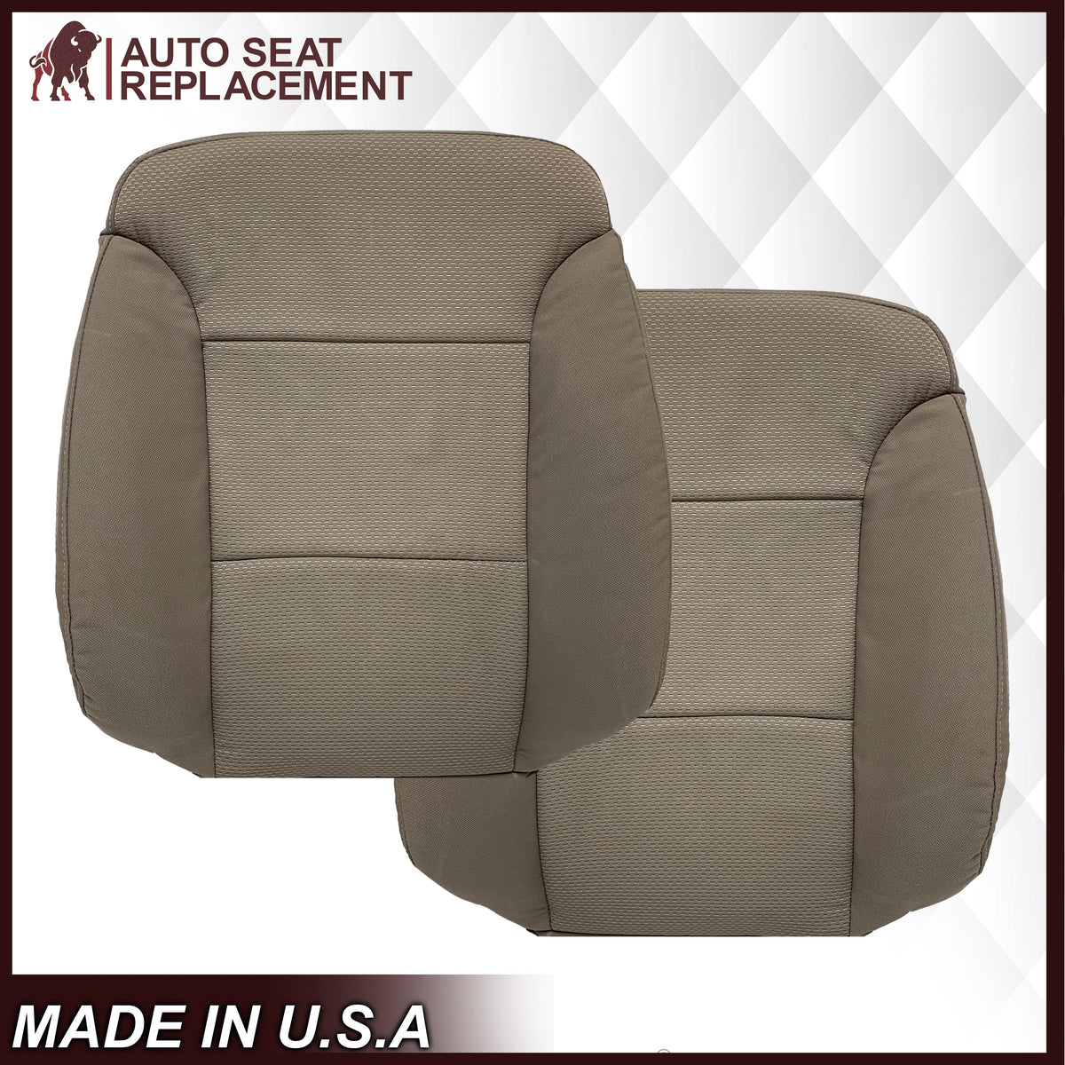 2014 2015 2016 2017 2018 2019 Chevy Silverado & GMC Sierra WORK TRUCK Cloth Fabric Seat Cover Replacement in Dune Tan, Dark Ash Gray, OR Jet Black