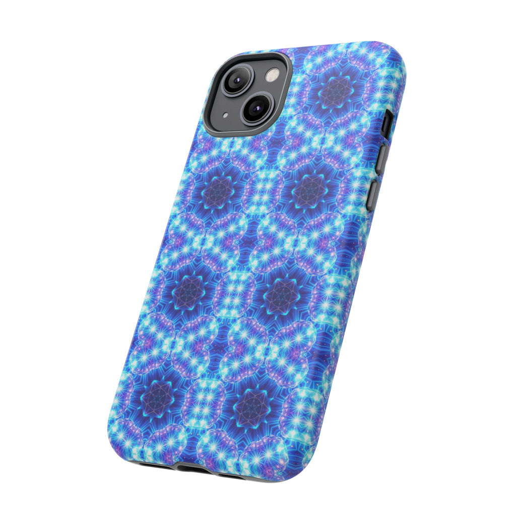 Blue Mandalas with Neon Lights Tough Phone Cases