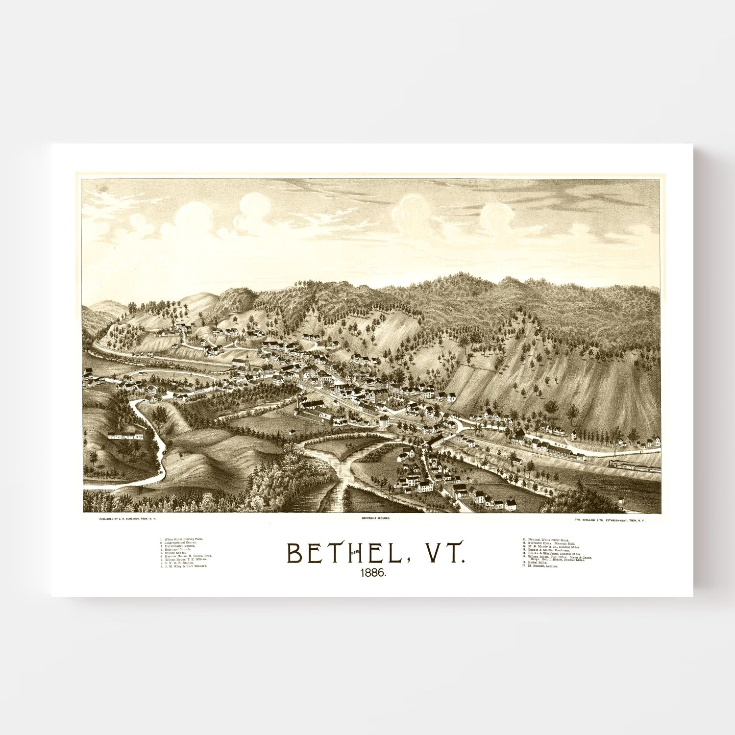 Vintage Map of Bethel, Vermont 1886