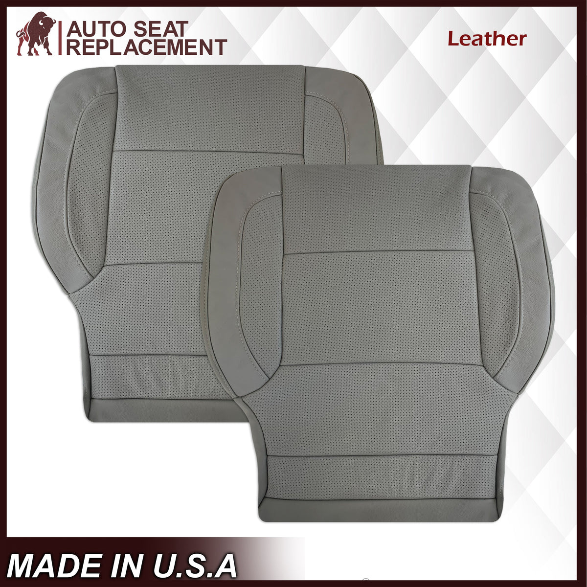 2014-2019 Chevy Silverado Tahoe Suburban & GMC Yukon PERFORATED Leather Seat Cover Replacement in Black, Gray, or Tan