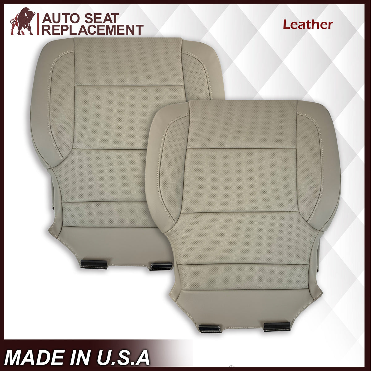 2014-2019 Chevy Silverado Tahoe Suburban & GMC Yukon PERFORATED Leather Seat Cover Replacement in Black, Gray, or Tan