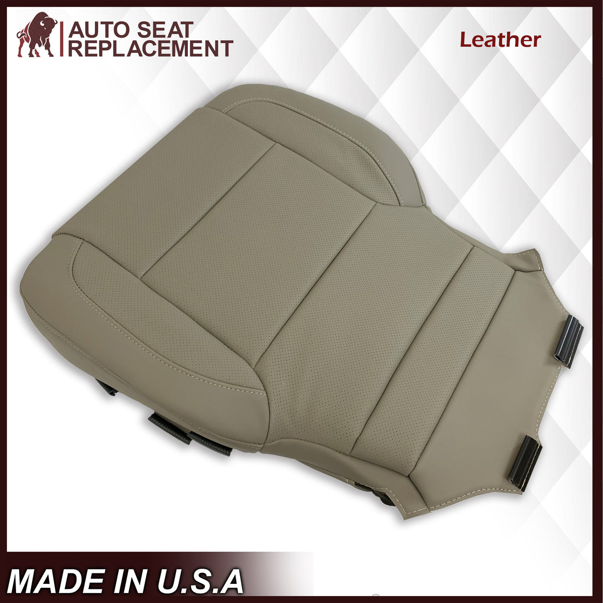 2014-2019 Chevy Silverado Tahoe Suburban & GMC Yukon PERFORATED Leather Seat Cover Replacement in Black, Gray, or Tan