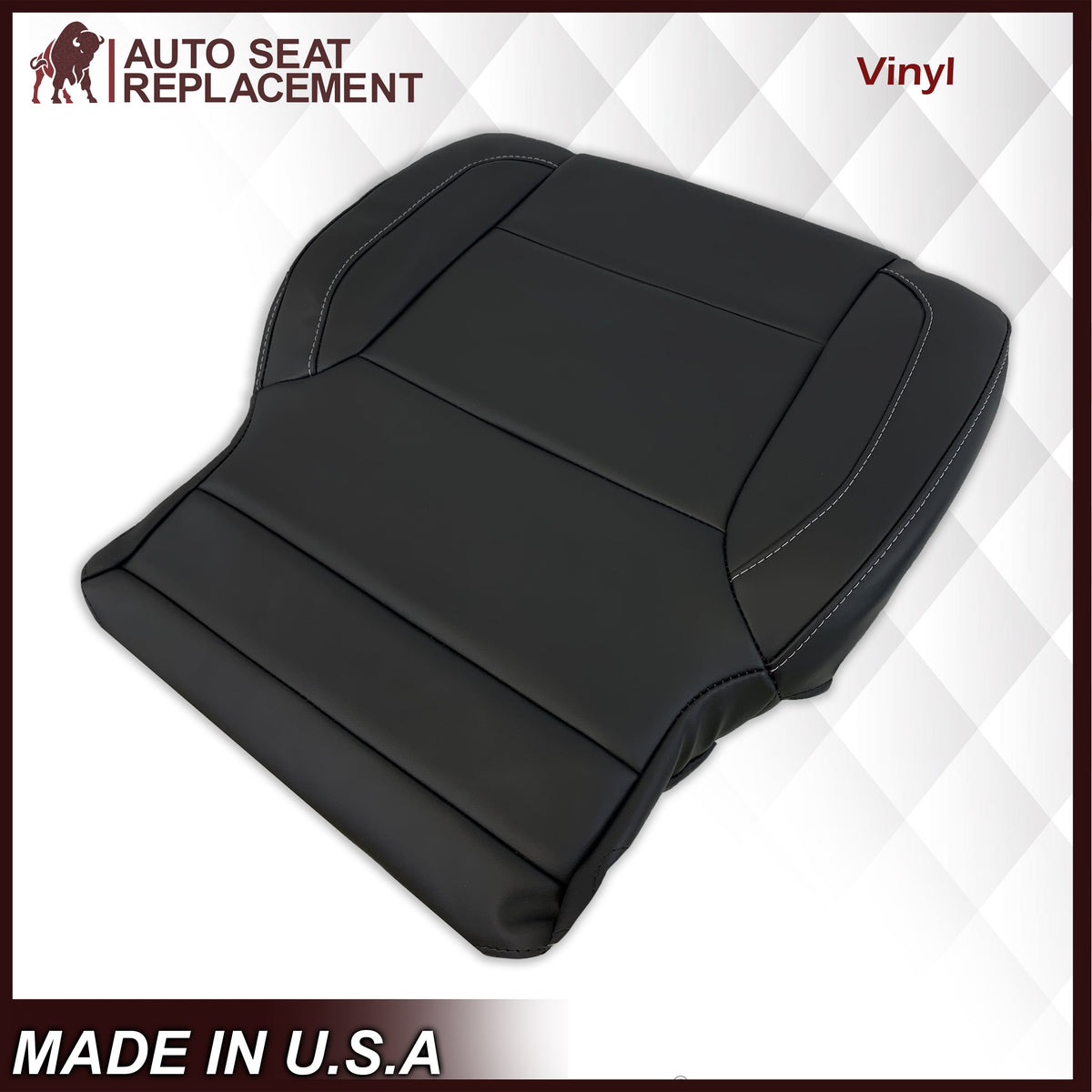 2014 2015 2016 2017 2018 2019 Chevy Silverado Tahoe Suburban & GMC Yukon Leather & Vinyl Seat Cover Replacement in Black (Jet Black)