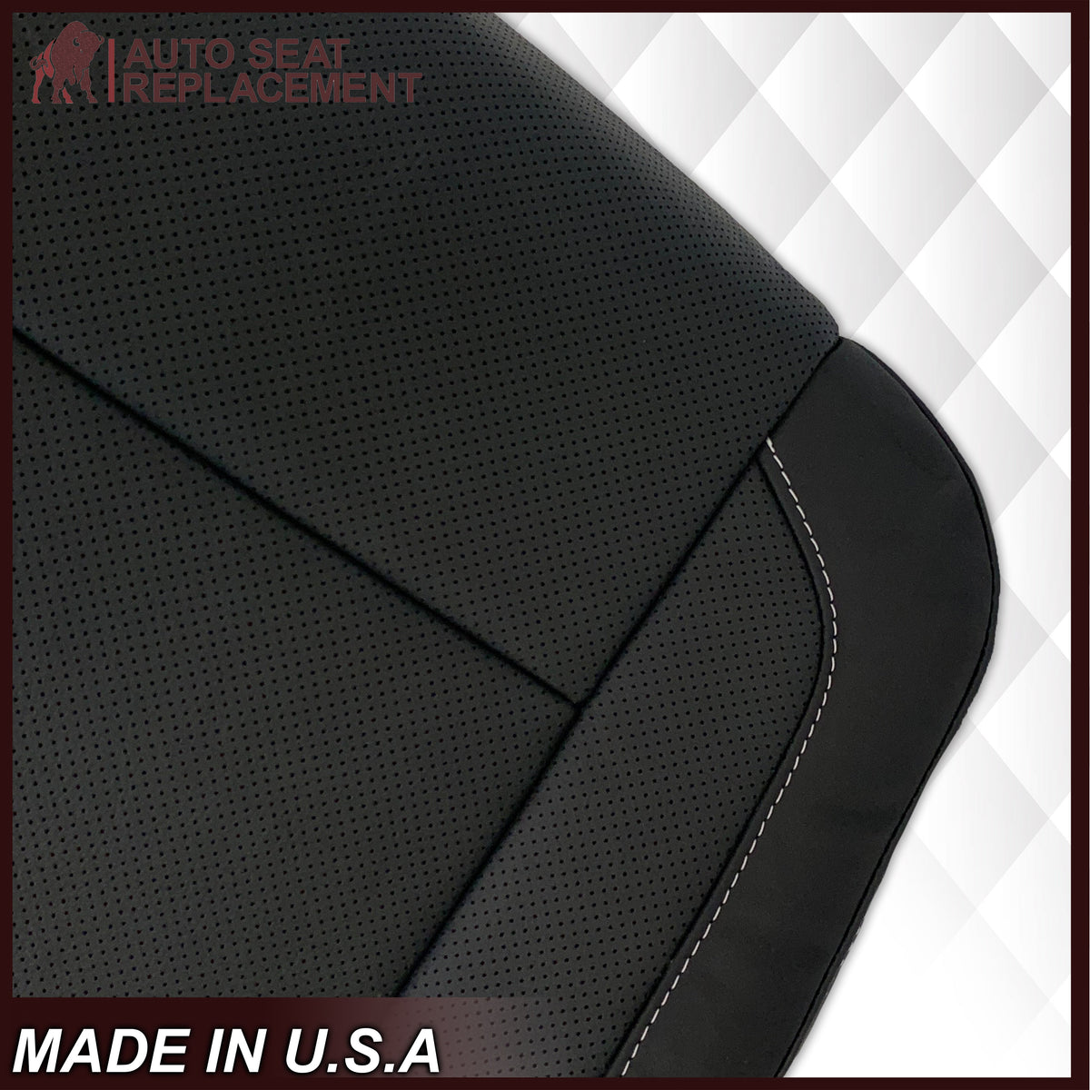 2014-2019 Chevy Silverado Tahoe Suburban & GMC Yukon PERFORATED Leather Seat Cover Replacement in Black, Gray, or Tan