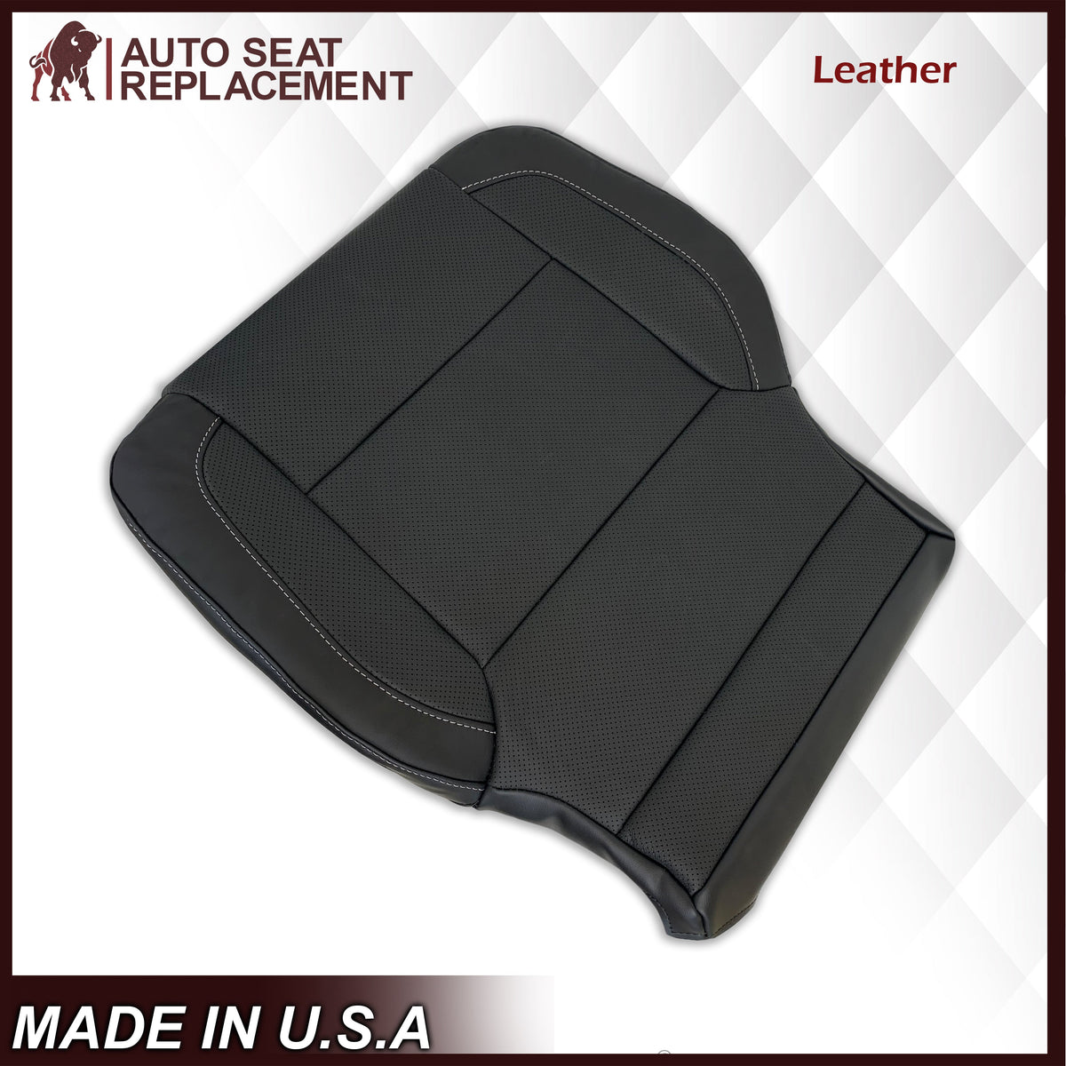 2014-2019 Chevy Silverado Tahoe Suburban & GMC Yukon PERFORATED Leather Seat Cover Replacement in Black, Gray, or Tan
