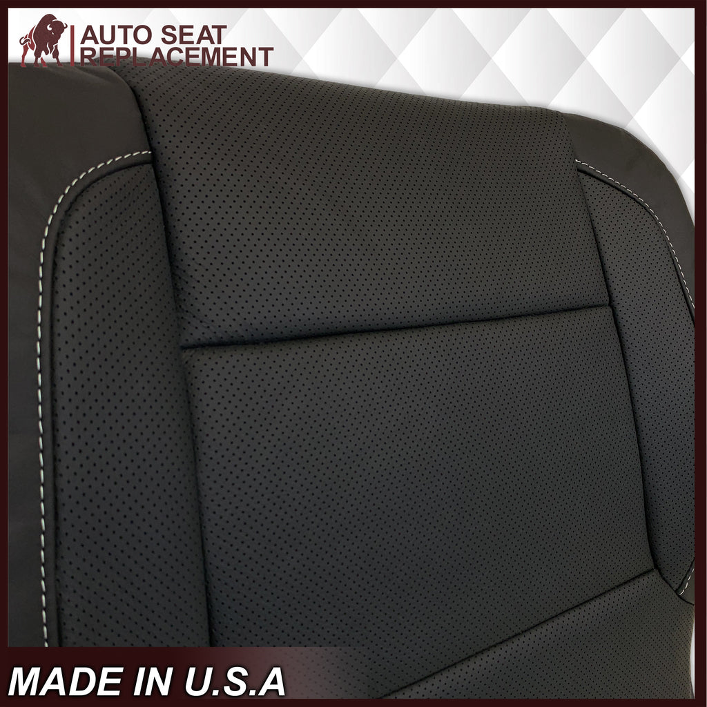 2014-2019 Chevy Silverado Tahoe Suburban & GMC Yukon PERFORATED Leather Seat Cover Replacement in Black, Gray, or Tan
