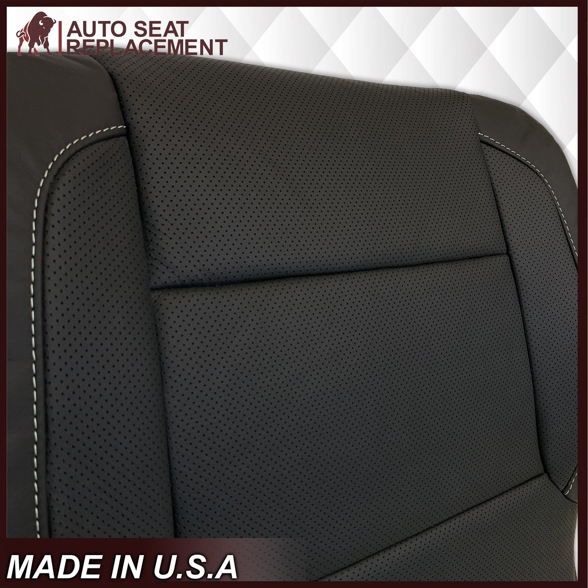 2014-2019 Chevy Silverado Tahoe Suburban & GMC Yukon PERFORATED Leather Seat Cover Replacement in Black, Gray, or Tan