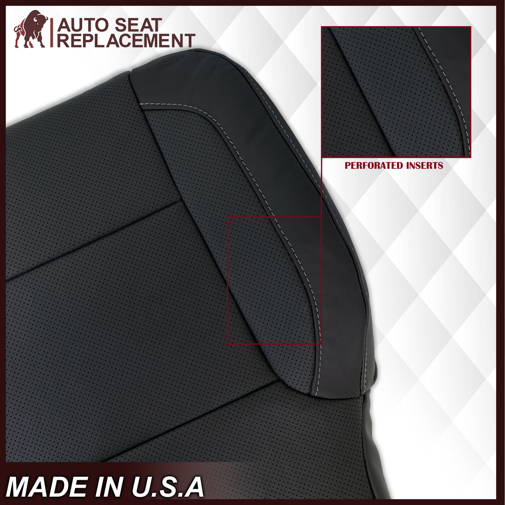 2014-2019 Chevy Silverado Tahoe Suburban & GMC Yukon PERFORATED Leather Seat Cover Replacement in Black, Gray, or Tan