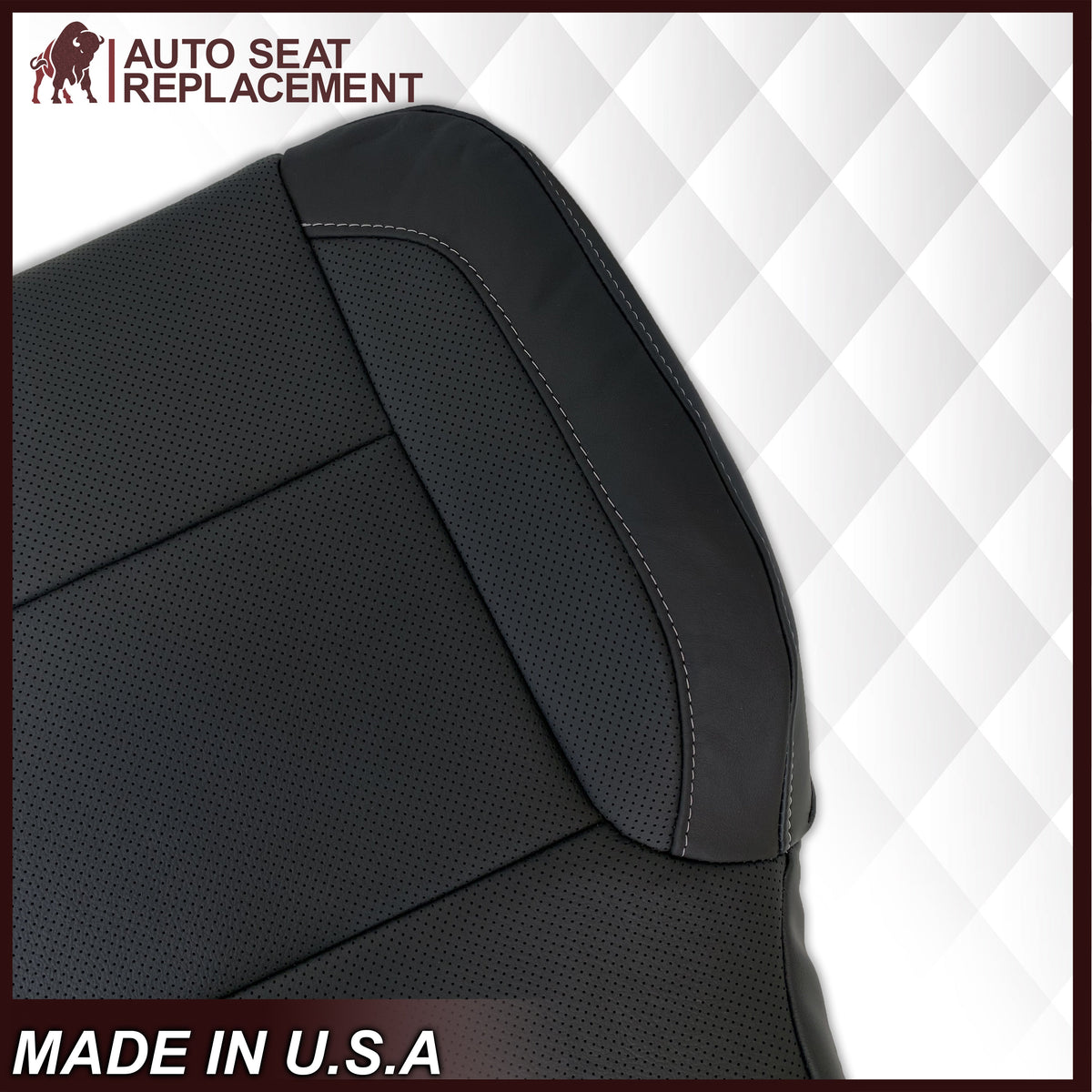 2014-2019 Chevy Silverado Tahoe Suburban & GMC Yukon PERFORATED Leather Seat Cover Replacement in Black, Gray, or Tan