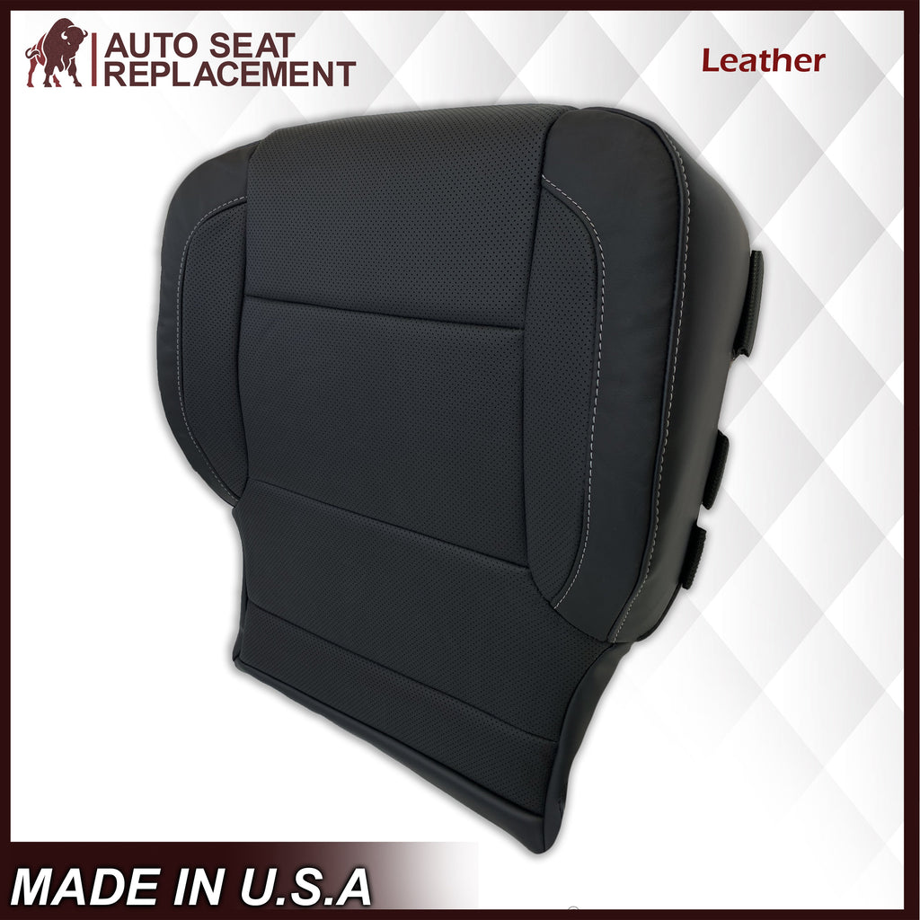 2014 - 2019 Chevy Silverado Tahoe Suburban & GMC Yukon Perforated Leather Seat Cover Replacement in Black (Perforated Jet Black)