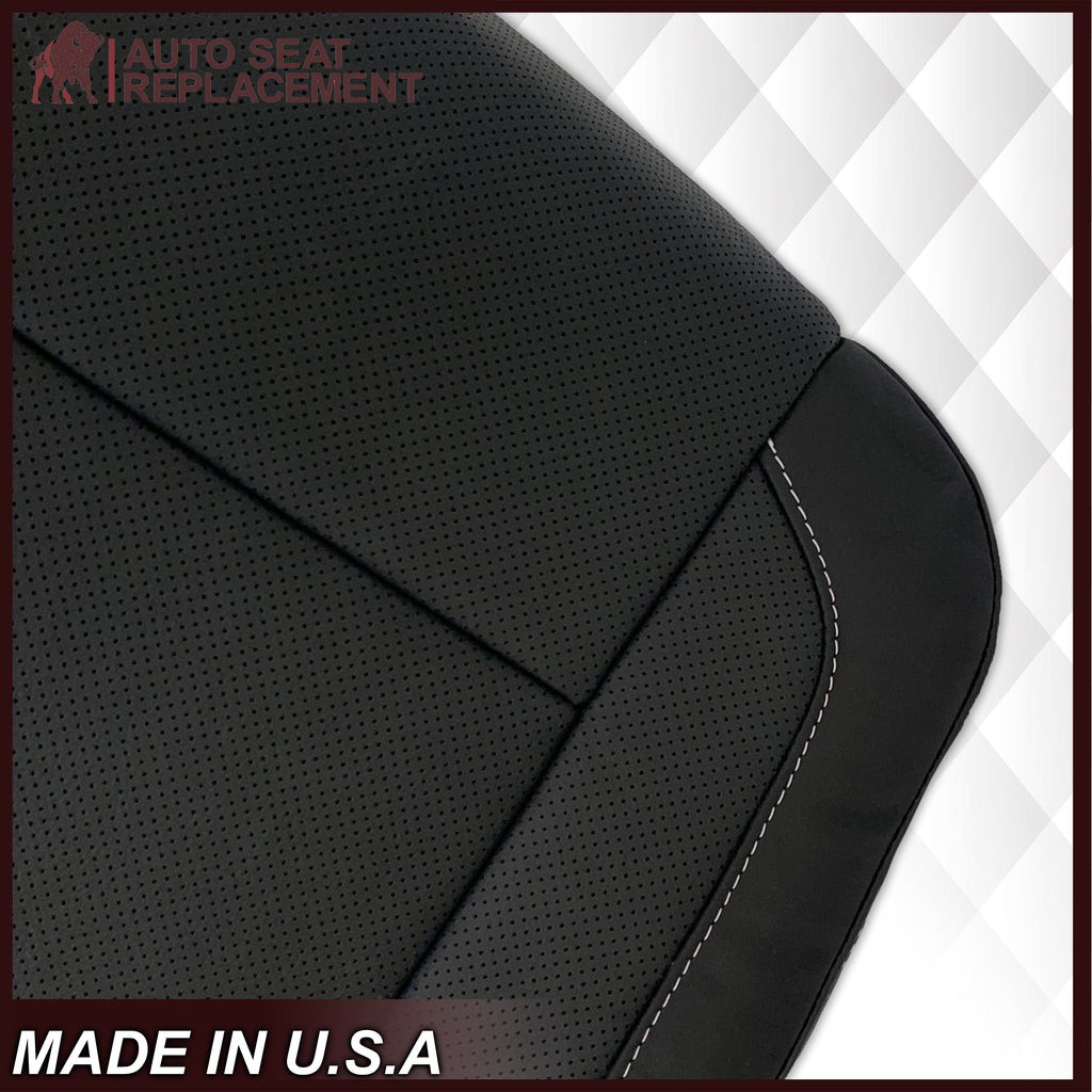 2014 - 2019 Chevy Silverado Tahoe Suburban & GMC Yukon Perforated Leather Seat Cover Replacement in Black (Perforated Jet Black)