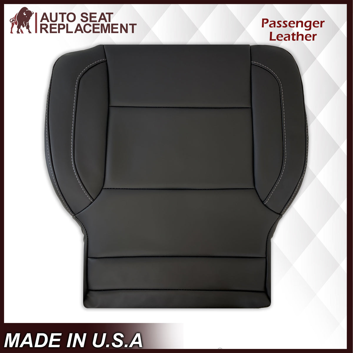 2014-2019 Chevy Silverado Tahoe Suburban & GMC Yukon Non-Perforated Leather Seat Cover Replacement in Black, Gray, or Tan