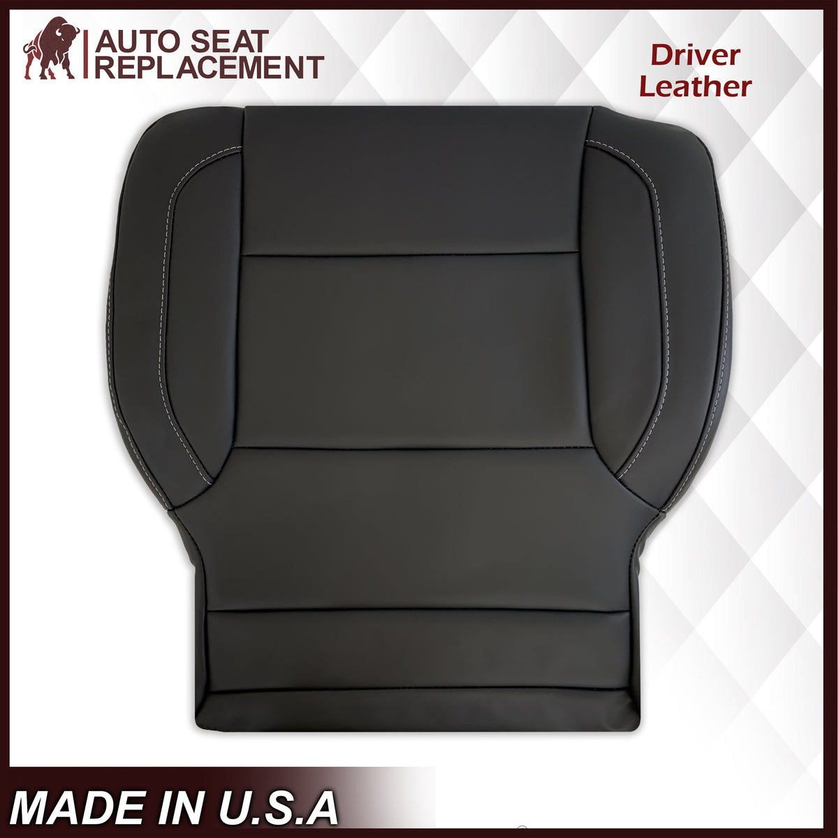 2014-2019 Chevy Silverado Tahoe Suburban & GMC Yukon Non-Perforated Leather Seat Cover Replacement in Black, Gray, or Tan