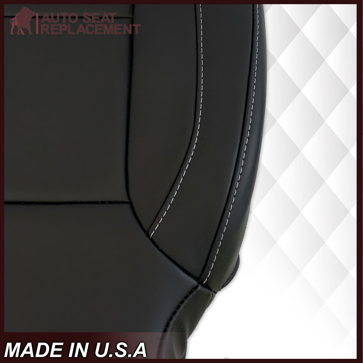 2014-2019 Chevy Silverado Tahoe Suburban & GMC Yukon Non-Perforated Leather Seat Cover Replacement in Black, Gray, or Tan