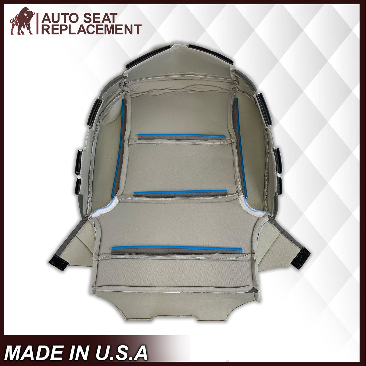 2014-2019 Chevy Silverado Tahoe Suburban & GMC Yukon Non-Perforated Leather Seat Cover Replacement in Black, Gray, or Tan