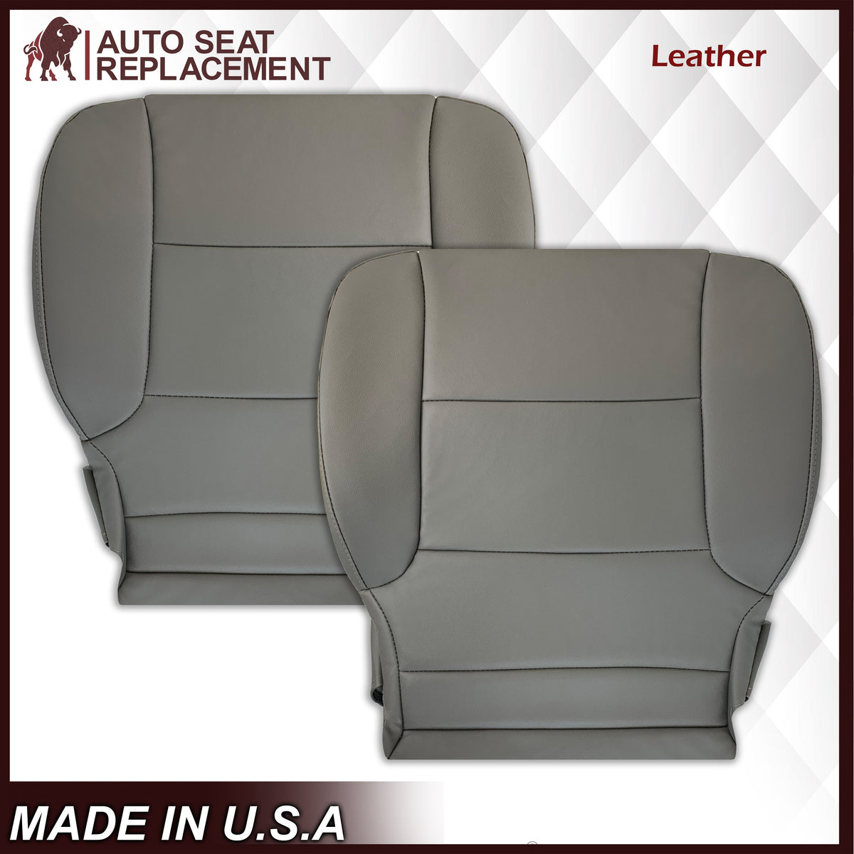 2014-2019 Chevy Silverado Tahoe Suburban & GMC Yukon Non-Perforated Leather Seat Cover Replacement in Black, Gray, or Tan