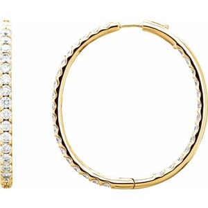 14K Yellow Gold 5 1/8 CTW Natural Diamond Inside-Outside Hinged 42.8 mm Hoop Earrings