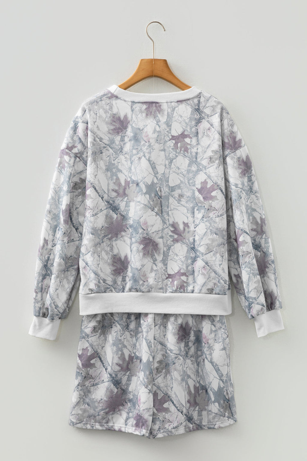 Abstract Camo Pullover & Drawstring Shorts Set