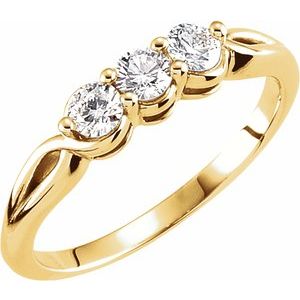 14K Yellow Gold 1/2 CTW Natural Diamond Three-Stone Ring