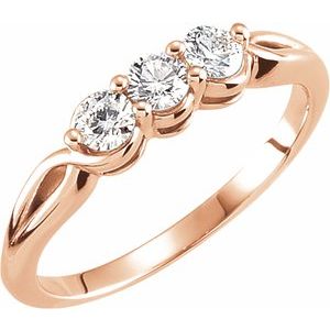 14K Rose Gold 1/2 CTW Natural Diamond Three-Stone Ring