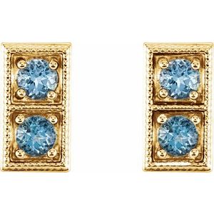 14K Yellow Gold Natural Aquamarine Two-Stone Earrings – image 2