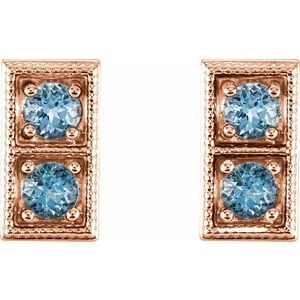 14K Rose Gold Natural Aquamarine Two-Stone Earrings – image 2