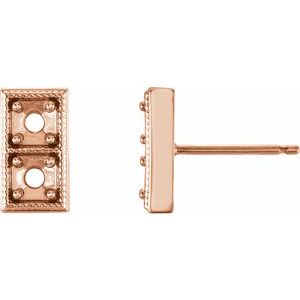 14K Rose Gold 3 mm Round Two-Stone Earring Mounting